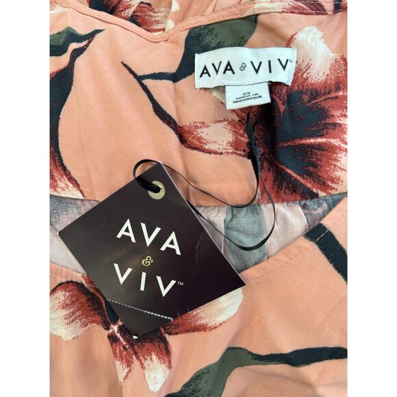 AVA & VIV Plus Size Sleeveless Floral Maxi Dress Dusty Pink 2X - Picture 5 of 6